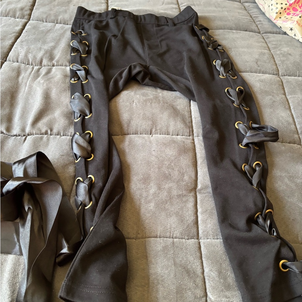 One Teaspoon Black Swan Lace Up Pants